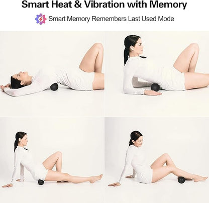 Vibrating Massage Ball with Heat, 7 Modes, Memory Function, Myofascial Release, Deep Tissue Muscle Recovery Ball for Trigger Point Massage - Mobility Ball Back & Hip Release Tool (Black)