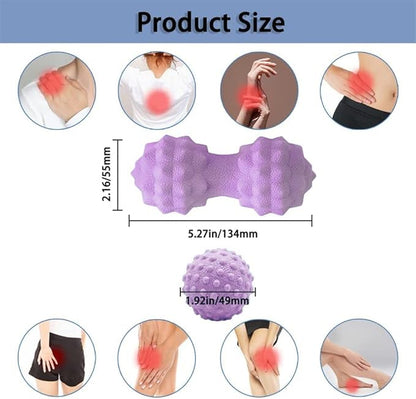 Massage Ball Set, Peanut Massage Ball Double Lacrosse Massage Roller Balls, Acupoint Myofascial Release Muscle Knot Ball, Deep Tissue Trigger Point Therapy Massage Tool for Back Neck Shoulder (Purple)