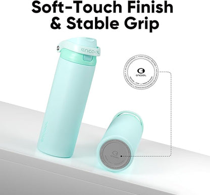 ENCOOL Leakproof Insulated Water Bottle with Straw Dual-Sip Water Bottle Bag-Safe Design for Work, Commute & Gym – Keeps Drinks Cold All Day, 24 oz, Ice Blue