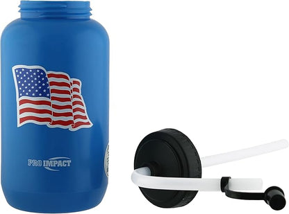 Pro Impact Squeezable Water Bottle Bendable Long Straw - LDPE BPA Free Plastic - Hydration for Baseball Hockey Gym MMA Yoga Boxing Cycling Softball Football Lacrosse (35.5 Oz.)