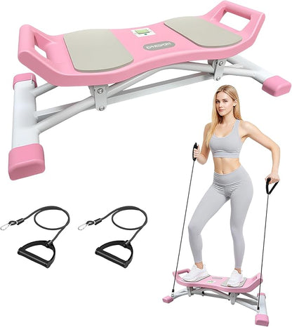 EPHESPORT Rocking Balance Board with Resistance Bands – Ski-Inspired Stepper for Core & Stability Training, LCD Monitor, 300 lbs Capacity, Wobble Fitness Trainer for Home Gym