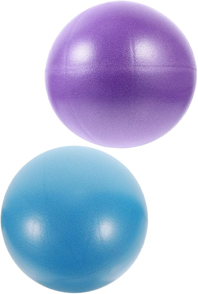 balacoo Mini Pilates Ball Set 9-inch Yoga Exercise Balls with Pump, PVC Core Training Balance Tool for Physical Therapy, Home Fitness, and Muscle Strengthening (Purple Blue)