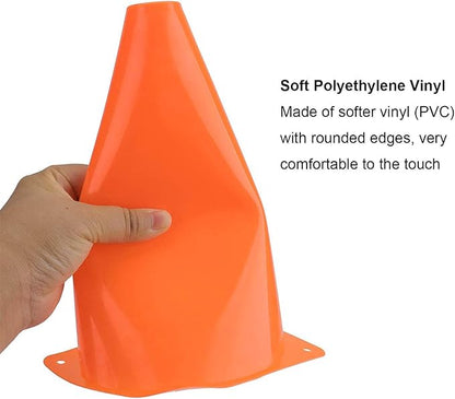 Bekith 12 Pack 12.5 Inch Plastic Traffic Cones with Racing Chequered Flags, Orange Agility Sports Cones, Thick Soccer Training Cones for Outdoor Activity, Festive Events, Fitness Training