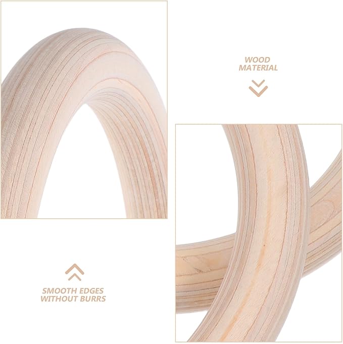 Gymnastic Rings Wooden Pull up Rings 2pcs Set for Home Gym Strength Training Calisthenics Equipment Full Body Workout for Men and Women