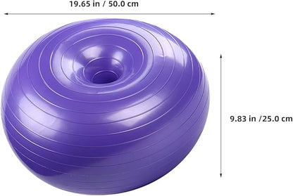 VOSAREA Inflatable Donut Yoga Ball with Air Pump, Thickened Durable Stability Ball for Core Training and Pregnancy Exercise, Purple Gym Balance Trainer for Home and Office
