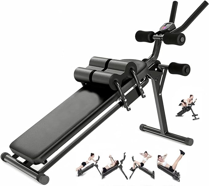 ComMax Adjustable Abs Workout Equipment Folding Sit Up Bench for Men and Women Foldable Incline Slant Exercise Bench for Home Gym with Full Body Strength Training Fitness Machine