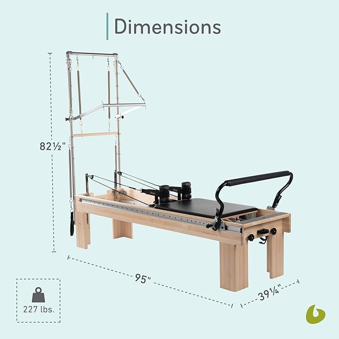 Balanced Body Clinical Pilates Reformer with Infinity Footbar, Pilates Exercise Equipment, Workout Equipment for Home or Studio