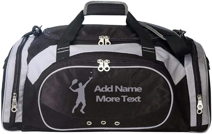 Personalized SportS Duffel Bag With Custom Name & Text - Tennis Black