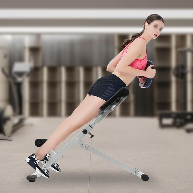 Roman Chair,Back Hyperextension Bench Machine,Adjustable Ab, Back, and Core Strength Exercise Exercise Strength Exercise Equipment,Home Gym Sit Up Bench for Glute & Ab Workouts