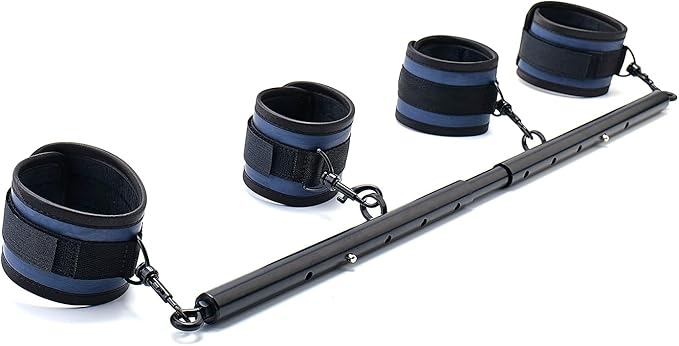 Heavy Duty Stainless Steel Expandable Spreader Bar with 4pcs PU Black--Pink Skull Pattern Detachable Adjustable Straps,Workout Bar for Home Indoor Gym Training Kit