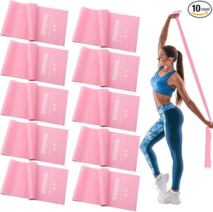 DEEKIN 10 Pcs Resistance Bands Professional Exercise Elastic Bands Latex-Free Yoga Starter Set for Pilates, Physical Therapy, Strength Training, Yoga, Working Out for Women Home Gym