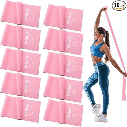 DEEKIN 10 Pcs Resistance Bands Professional Exercise Elastic Bands Latex-Free Yoga Starter Set for Pilates, Physical Therapy, Strength Training, Yoga, Working Out for Women Home Gym