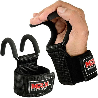MRX BOXING & FITNESS Weight Lifting Hooks for Men & Women Thick Wrist Padding Weight Lifting Grips for Powerlifting, Shrugs, Rows & Deadlift Support