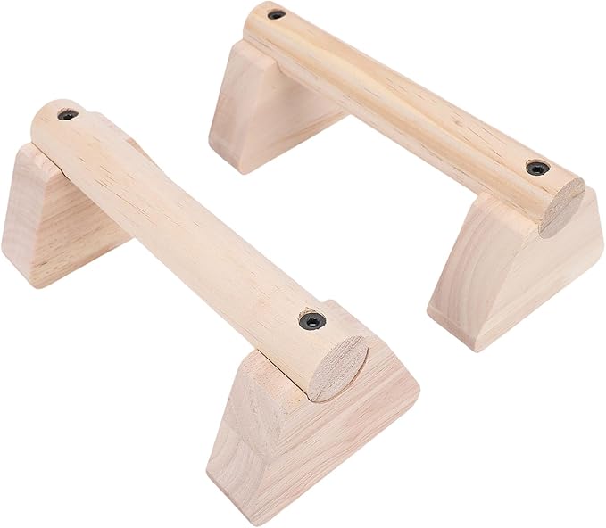 Focket 2 Pcs Wood Push Up Bars, Wooden Parallettes Bars with Non Slip Pads, Pushup Handles Calisthenics Equipment for Handstand Training, Home Fitness Equipment for Men Women