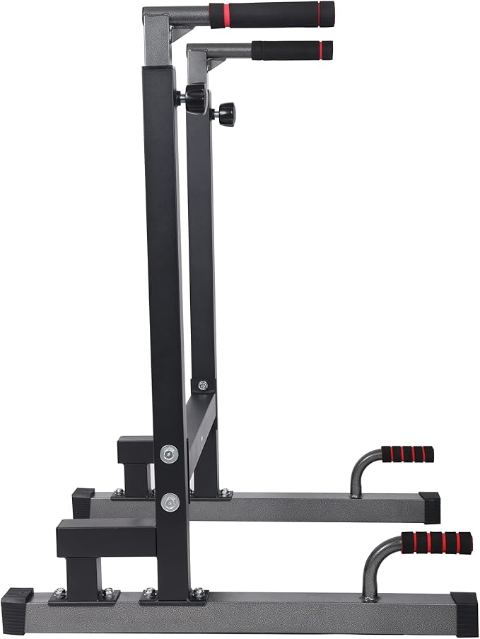 BalanceFrom Steel Frame Dip Station with Adjustable Height, 500 Pound Weight Capacity – Upper Body Workout Home Gym Equipment for Triceps, Push & Pull Ups, Leg Raises, and Bench Press