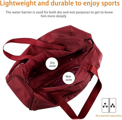 Sports Gym Luggage Travel Bag for Men and Women, Sports Gym Bag, Exercise Duffel Bag, Large Capacity and Light to Carry, Waterproof and Dirt-resistant Foldable Travel Bag ,Gear Wine red