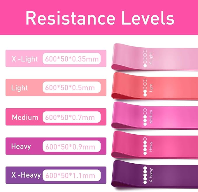 1 | 5 Pack Resistance Bands for Working Out, Workout Equipment, Exercise Bands for Home Gym & Stretching, Pilates Equipment, Fitness Equipment