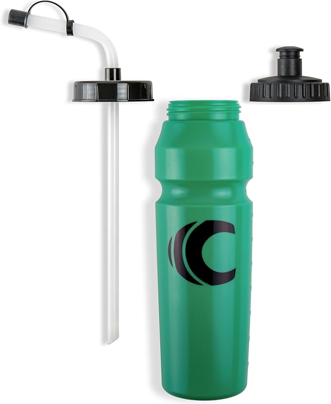 Cannon Sports 1 Liter Sports Water Bottle, BPA-Free, 34 Oz Capacity, Large Mouth, 2 lids (Straw and Squeeze), Great For Helmet Sports Such As Hockey, Lacrosse, Football, Boxing (2 Pack) (Green)