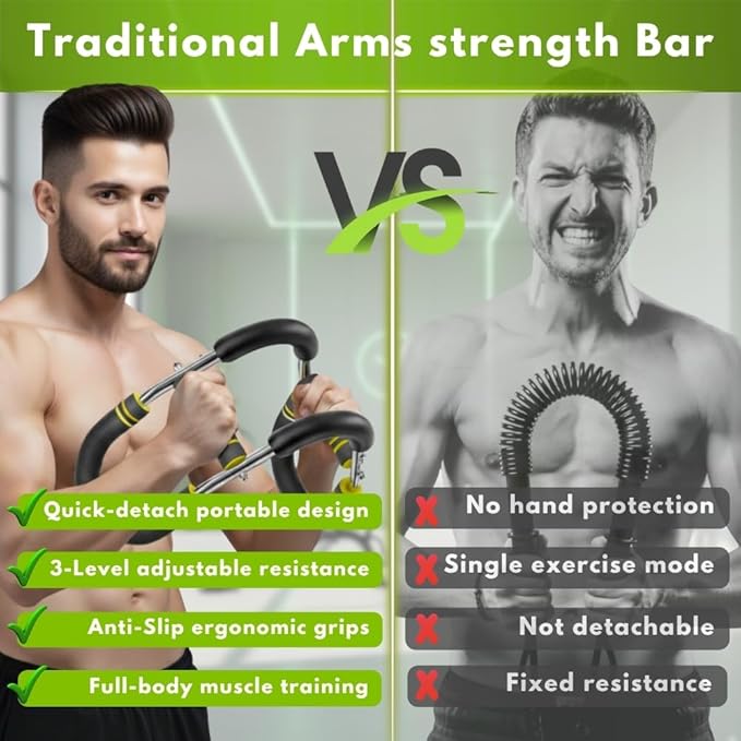 Twister Arm Trainer - Chest Workout Equipment - Chest Press Machine - Arm Trainer for Men - Power Twister Bar - Exercise Bar - Upper Body Workout Equipment with Resistance Band