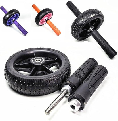 Home Fitness Abdominal Exerciser with Single Wheel, Durables 500 lb Load Capacity, Ergonomic 150 mm EVA Handle, Textured Non-Slip Tire for Stable Rolling on Multiple Surfaces(black+orange)