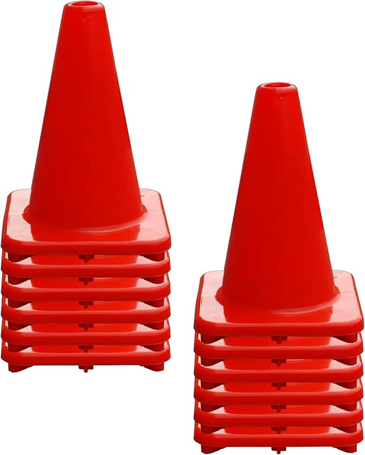 Heavy Duty Agility Training Cones (2 in, 6 in, 9 in, 12 in, 18 in, 28 in) for Sports and Kids Coaching, Multipurpose Field Marker Cones, Soccer, Basketball Drills, Bike, Motorcycle Training
