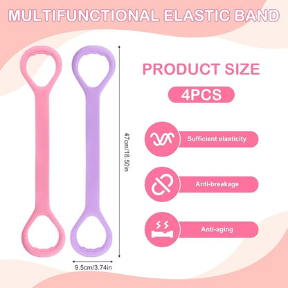 Figure 8 Fitness Resistance Bands, 4-Pack TPE Workout Bands for Women, Arm Back Shoulder Toner for Home Gym, Yoga, Physical Therapy - Strength Training & Stretching Elastic Ropes
