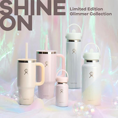 Hydro Flask Water Bottle - Insulated Stainless Steel - Wide Straw Lid, Non-Spill, Leakproof in 24 Oz Glimmer Cream