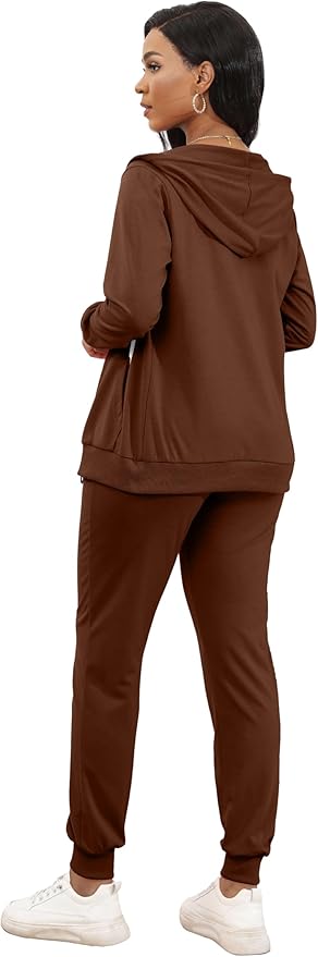 CLOCOR Track Suits for Women Set - Casual 2 Piece Outfits Sweatsuit Pocket Hoodies Long Sleeve with Patchwork Pants Set
