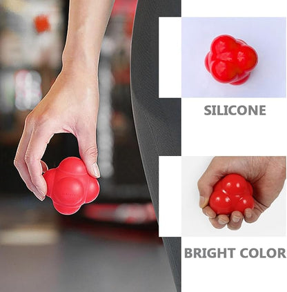 GLEAVI Hexagonal Reaction Ball Fitness Training Ball 68mm Red Silicone for Indoor Speed Coordination Workout