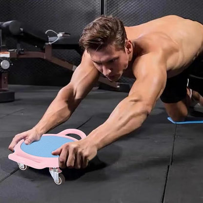 360掳 Rotating Ab Roller Wheel Portable Exercise Board with Mat for Home Workout
