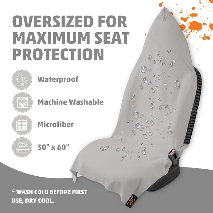 Orange Mud Transition Wrap Extreme – Waterproof Car Seat Cover & Changing Towel for Athletes – Sweat-Proof, Secure Fit, Quick-Dry – Triathlon, Running, Gym – Grey