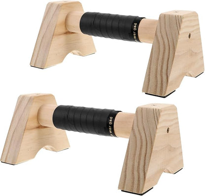 Mikinona Wooden Push up Bars Set 2pcs Beech Wood Non-slip Parallettes Handles for Men Women Strength Training Calisthenics Floor Pushup Equipment Home Workout