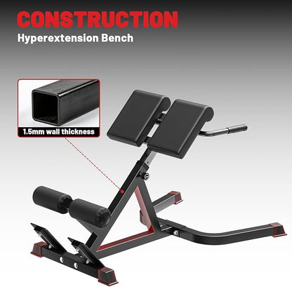 PAPABABE Roman Chair Back Extension Bench Machine, Hyperextension Bench with Durable High-Density Foam, Multi-Functional Bench for Full All-in-One Body Workout