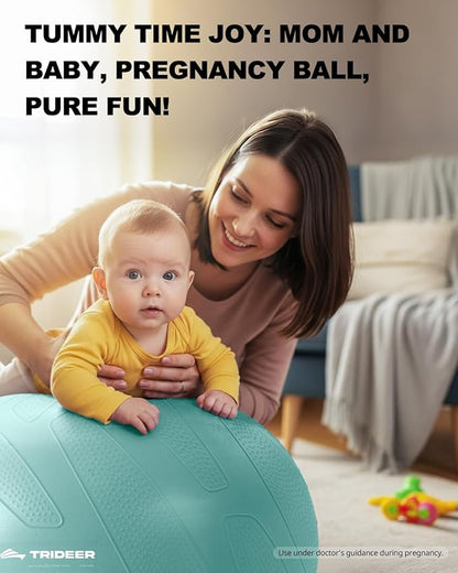 Trideer Pregnancy Birthing Ball, 1.7mm Extra Thick Yoga Ball for Maternity, Labor, Physio, Recovery, Illustrated Exercise Guide & Baby Memory Book Included, 1000LB Anti-Burst & Non-Slip Stability Ball