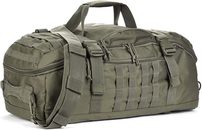 Travel Duffle Bag Backpack for Men - Large Tactical Bags Weekender Gym Bag for Overnight Traveling Military Workout Deployment Sports (Green, 25L)