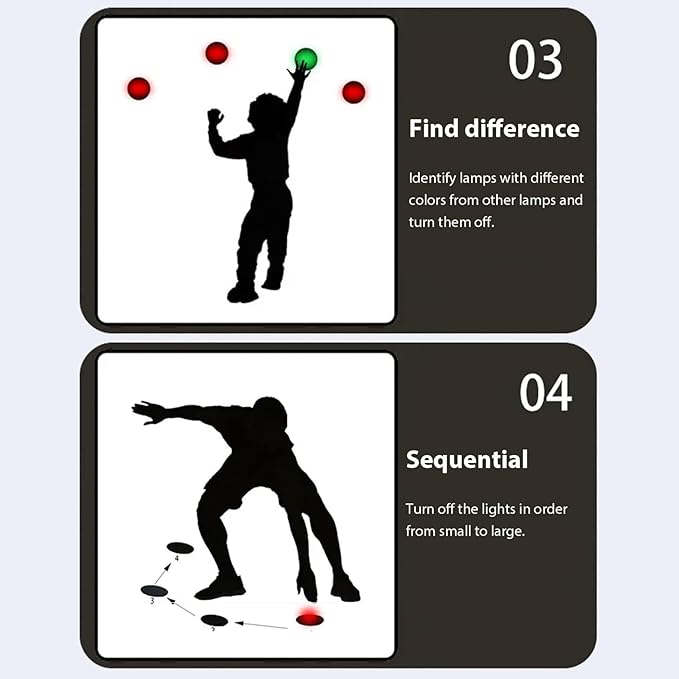 Sports Accessories, Reactions Lights Training, 4Pcs/Set Reactions Training Lights, 4 Modes Speed with USB Charging for Fitness, Basketball, Football