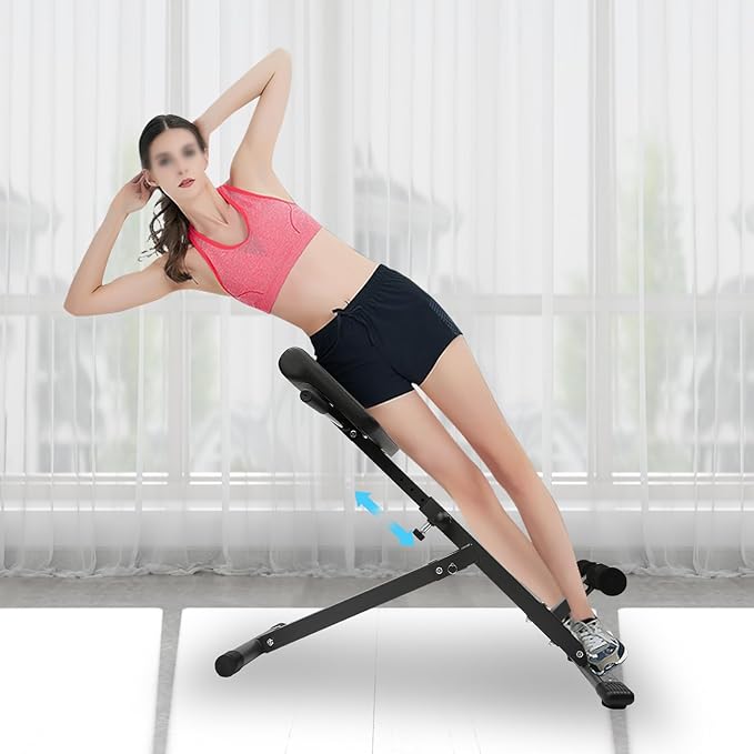 Foldable Roman Chair Back Extension Machine, 5-Position Adjustable Hyperextension Bench for Home Gym, Sit up Fitness Equipment for Core Strength Glutes Workout, 330 lbs Capacity Upgraded Black