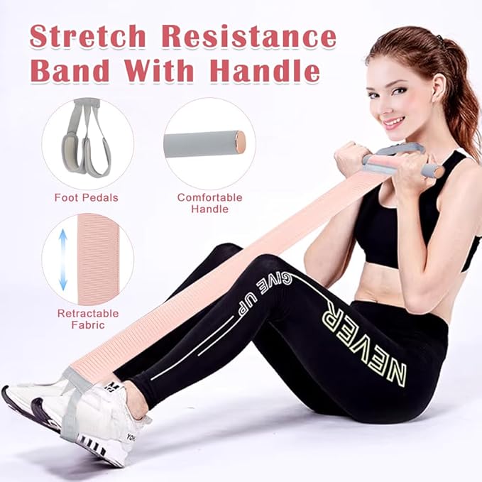 Full Body Resistance Band Set with Handles Yoga Pedal Resistance Band Anti-Broken Elastic Sit Up Pull Rope for Strength Training Stretch Bands Workout Equipment
