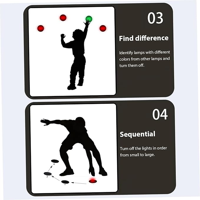 4Pcs/Set Reactions Training Lights, 4 Modes Speed Reactions Lights Training with USB Charging for Fitness, Basketball, FootballChristma