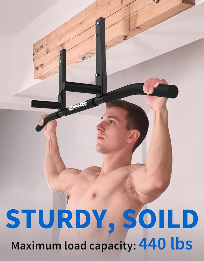 Joist Mounted Pull Up Bar, Ceiling Mount Chin Up Bar for Home Gym, Beam, Rafter, Easy installation, 42" Wide Bar