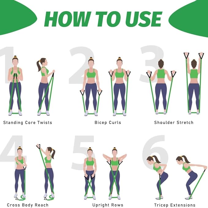 Resistance Bands with Handles, Single Resistance Ban-ds with Handles for Working Out Women and Men, Elastic Bands Workout Ban-ds for Strength Training Muscle Fitness, Pilates