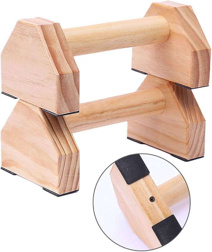 Generic Solid Wood Push-up Bars for Calisthenics Fitness Anti-slip Parallettes Stand for Muscle Training Easy Carry Home Workout Equipment Enhances Range of Motion and Wrist Comfort