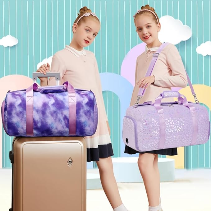 Duffel Bag for Girls Fluffy Ballet Dance Bag for GirlsSports Gym Bag Water Resistant Travel Duffle Bags with Shoes Compartment