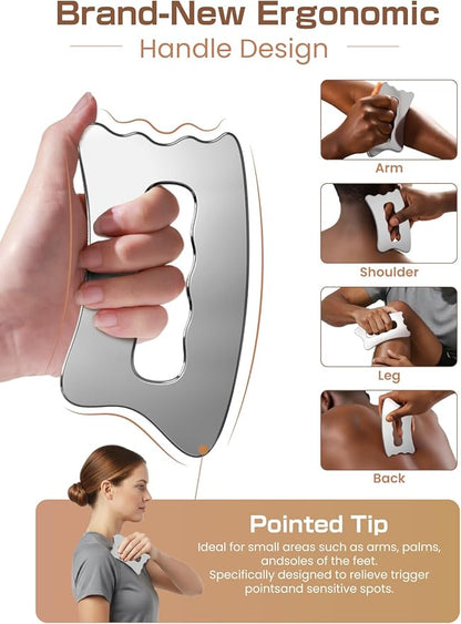 Muscle Scraper Tool, Stainless Steel Scraping Tool Physical Therapy, Guasha Tool for Body, Myofascial Release Tool, Massage Scraper Tool for Deep Tissue