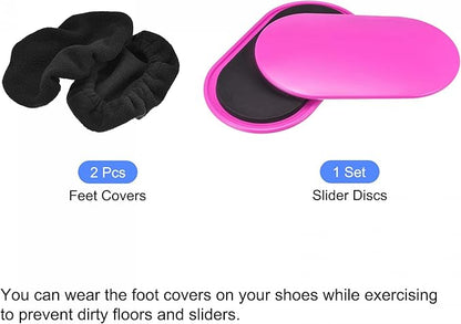 uxcell Exercise Core Sliders, Oval Glider Discs with Feet Covers, Dual Sided Usage in Home Gym for Full Body Workout