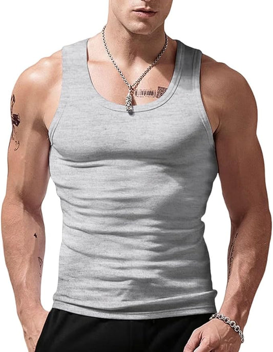 Men's Stringer Tank Tops Cotton Vest Sleeveless Gym Workout Bodybuilding Fitness Muscle T Shirts