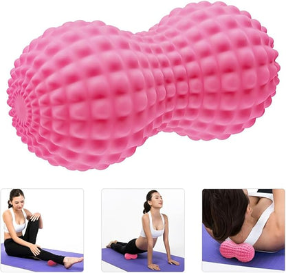 SELEWARE Peanut Massage Ball, Peanut Double Lacrosse Massage Roller Ball for Back Neck Shoulder Spine Legs Hips, Deep Tissue Peanut Roller Ball Trigger Point Muscle Massage Ball, Pink