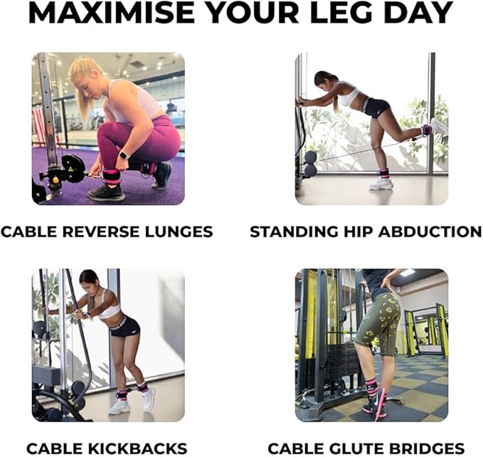 Ankle Straps for Cable Machines Women, Glute Kickback Cable Machine Attachments, Gym Ankle Cuffs, Wrist Cuffs for Workout, Leg Training Accessory, Fitness Gear for Home or Gym