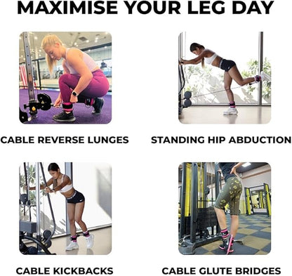 Ankle Straps for Cable Machines Women, Glute Kickback Cable Machine Attachments, Gym Ankle Cuffs, Wrist Cuffs for Workout, Leg Training Accessory, Fitness Gear for Home or Gym
