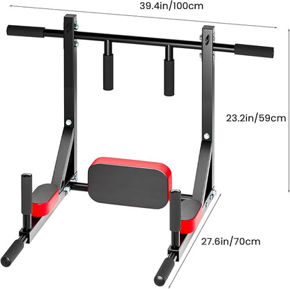 Wall Mounted Pull Up Bar Dip Station, Heavy Duty Chin Up bar Multifunctional Dip Station for Indoor Home Gym Workout, Wall Punching Power Tower Set Fitness Equipment, Supports to 440Lbs